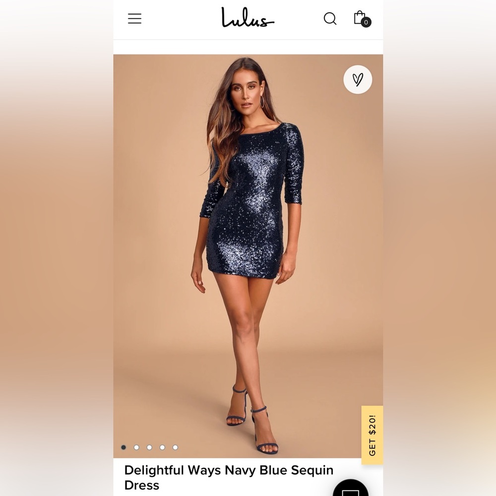 Lulus sequin sparkle, long sleeve, navy blue mini dress